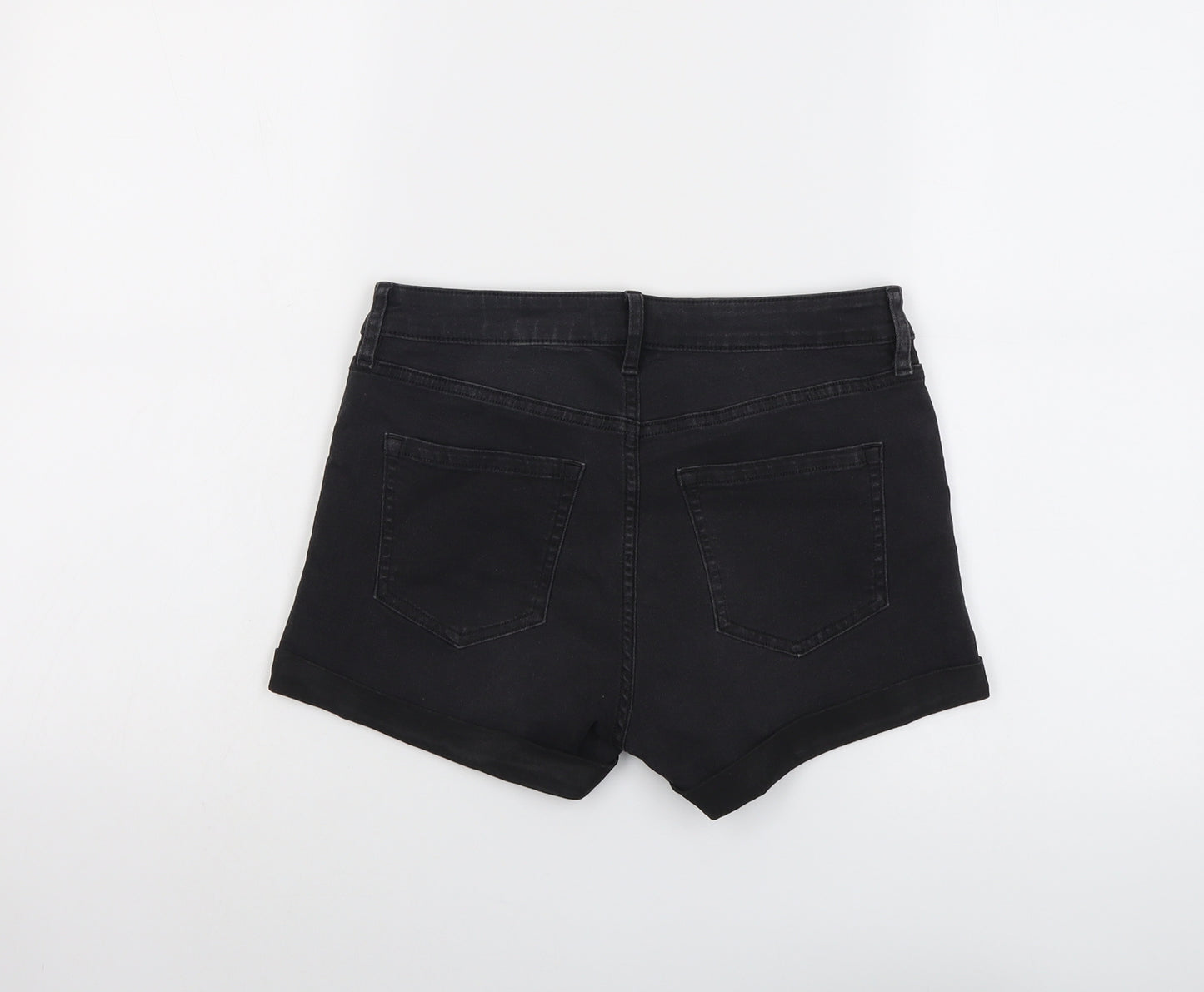 H&M Womens Grey Cotton Hot Pants Shorts Size 8 L3 in Regular Button