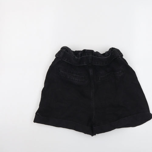 Zara Womens Black Cotton Mom Shorts Size 6 L3 in Regular Button