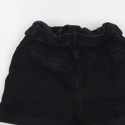 Zara Womens Black Cotton Mom Shorts Size 6 L3 in Regular Button