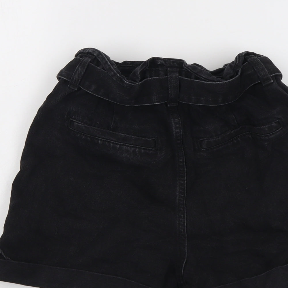 Zara Womens Black Cotton Mom Shorts Size 6 L3 in Regular Button