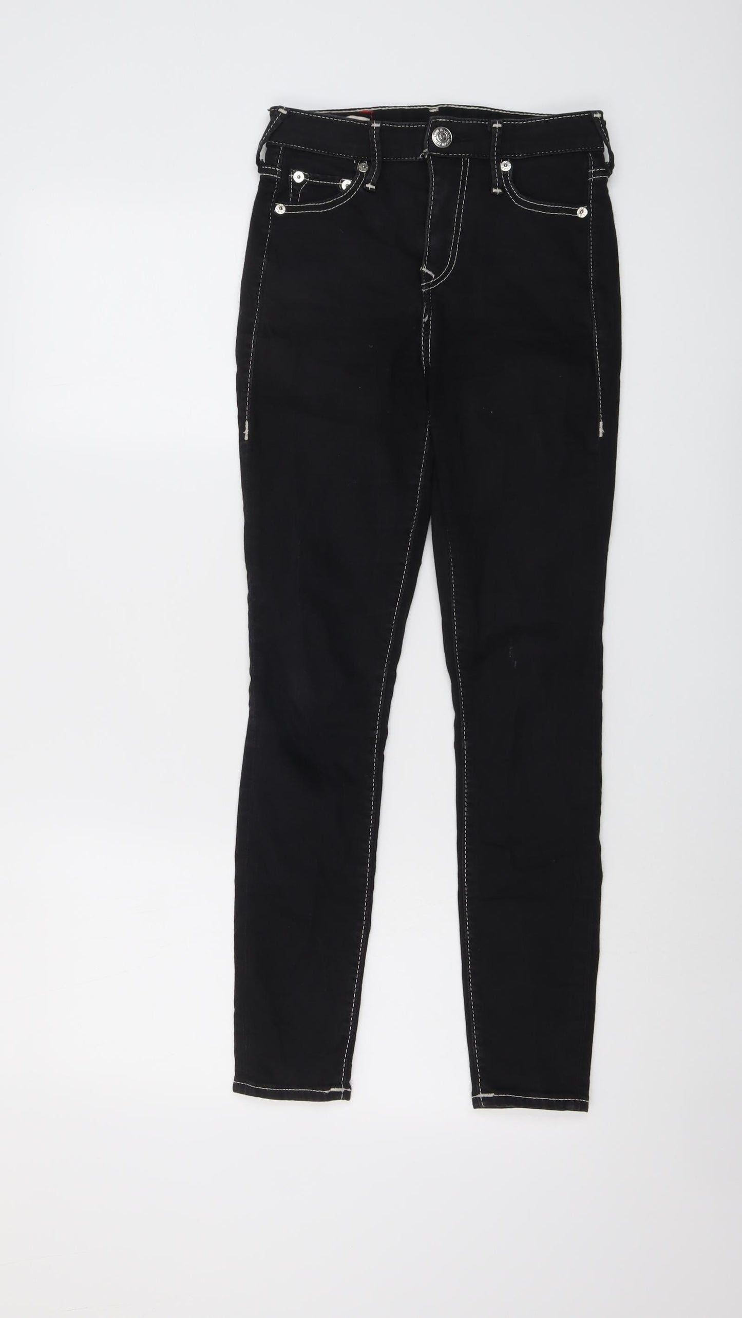 True Religion Womens Black Cotton Skinny Jeans Size 25 in L26 in Regular Button
