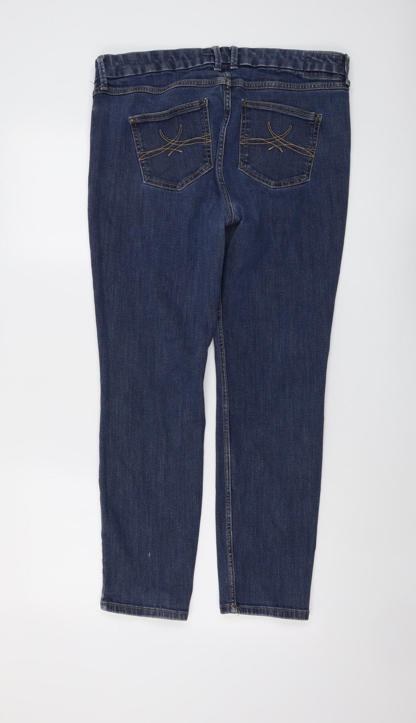 Marks and Spencer Womens Blue Cotton Skinny Jeans Size 18 L27 in Regular Button