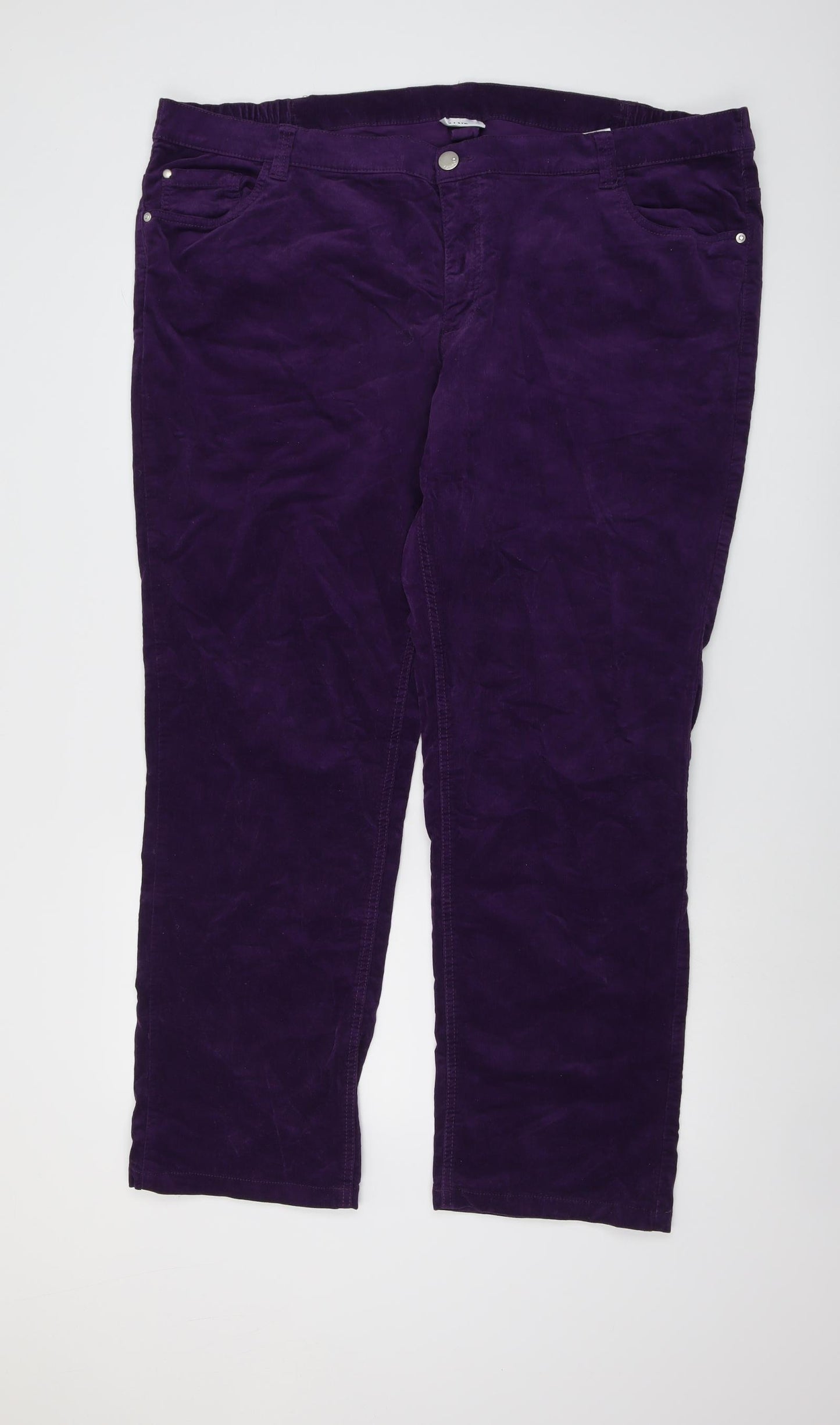 Canada Womens Purple Cotton Trousers Size 28 L30 in Regular Button