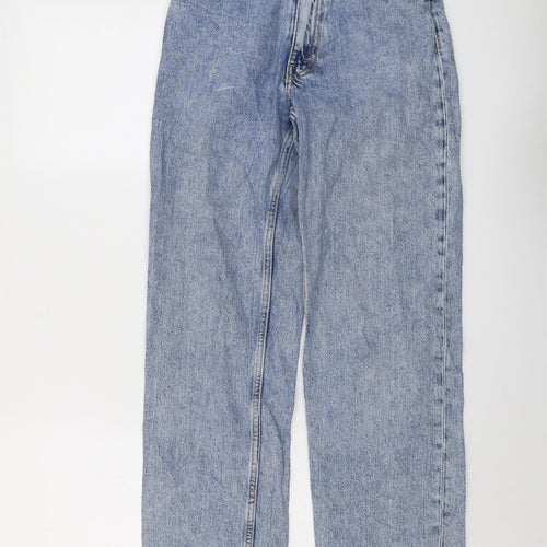 Monki Womens Blue Cotton Straight Jeans Size 25 in L29 in Regular Button