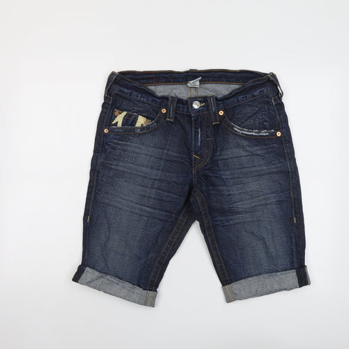 True Religion Mens Blue Cotton Chino Shorts Size 32 in L10 in Regular Button - Pocket Detail