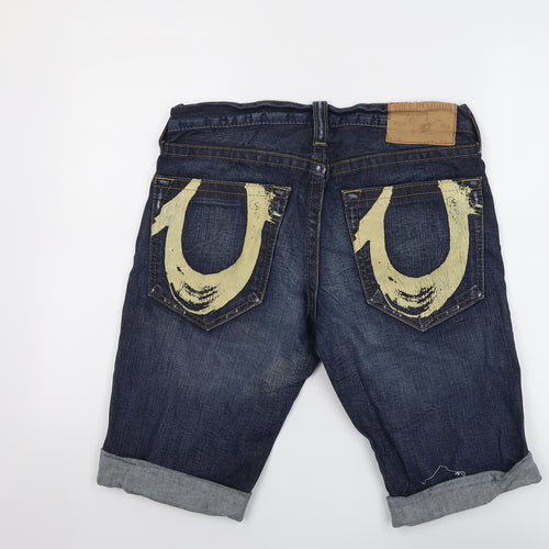 True Religion Mens Blue Cotton Chino Shorts Size 32 in L10 in Regular Button - Pocket Detail