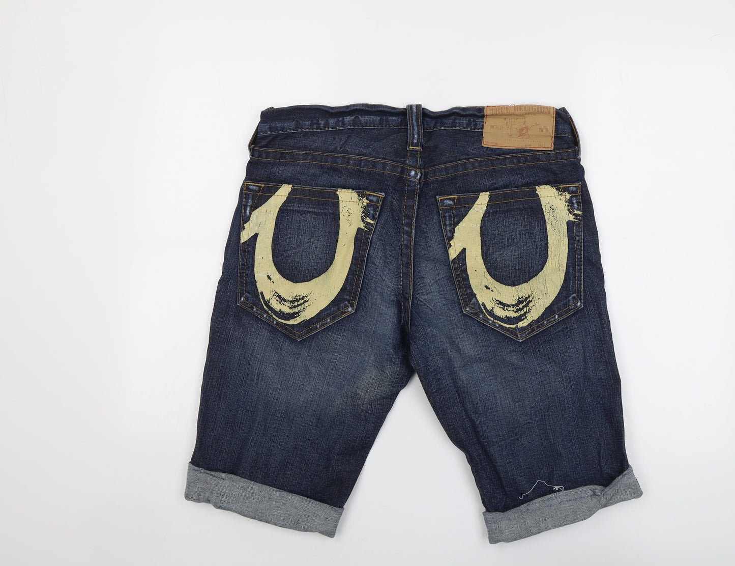 True Religion Mens Blue Cotton Chino Shorts Size 32 in L10 in Regular Button - Pocket Detail