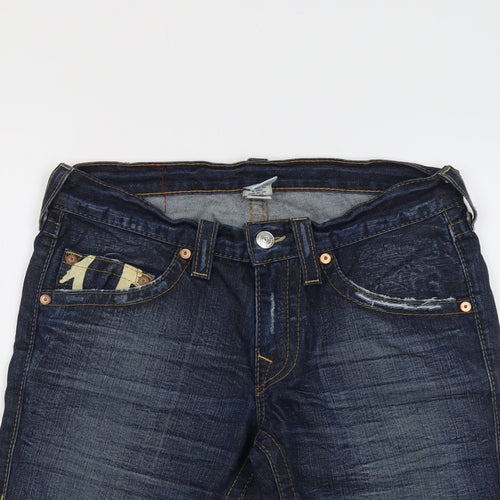 True Religion Mens Blue Cotton Chino Shorts Size 32 in L10 in Regular Button - Pocket Detail