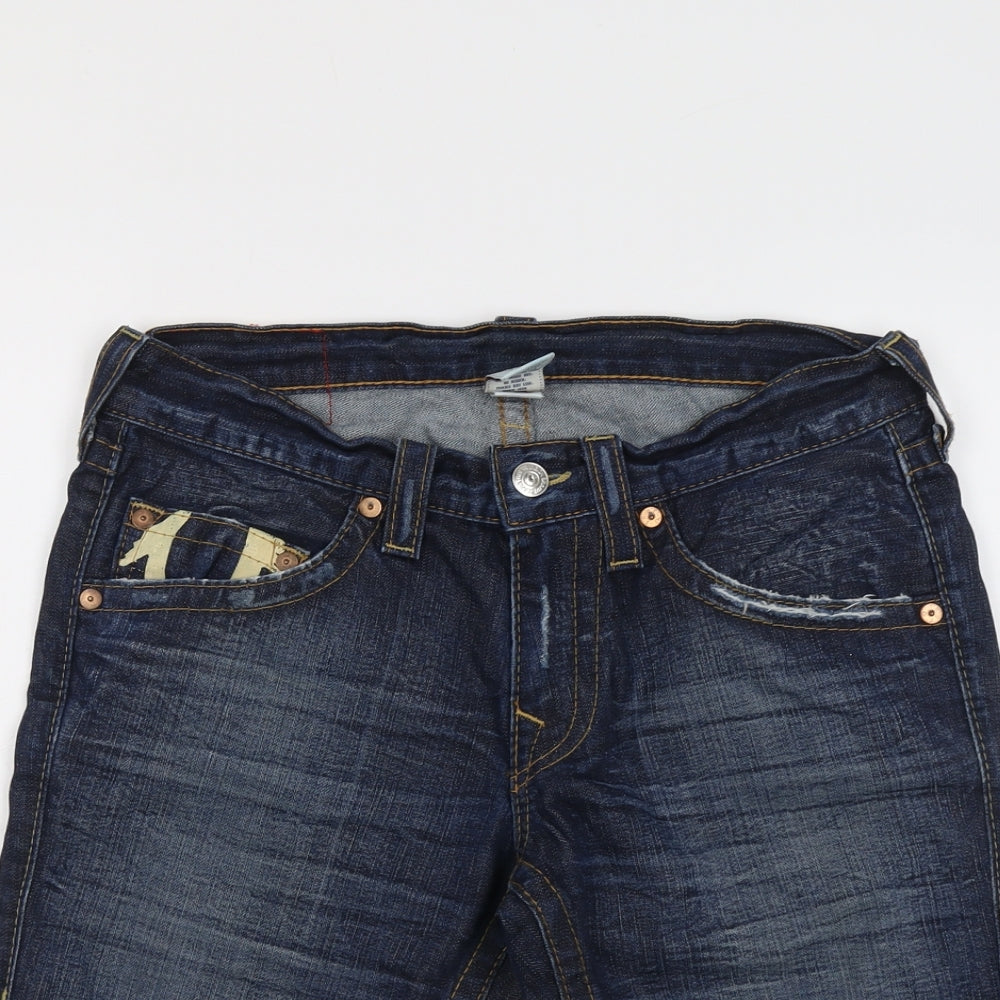 True Religion Mens Blue Cotton Chino Shorts Size 32 in L10 in Regular Button - Pocket Detail