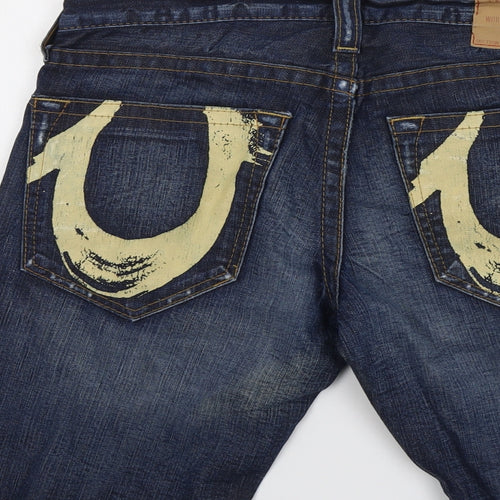 True Religion Mens Blue Cotton Chino Shorts Size 32 in L10 in Regular Button - Pocket Detail