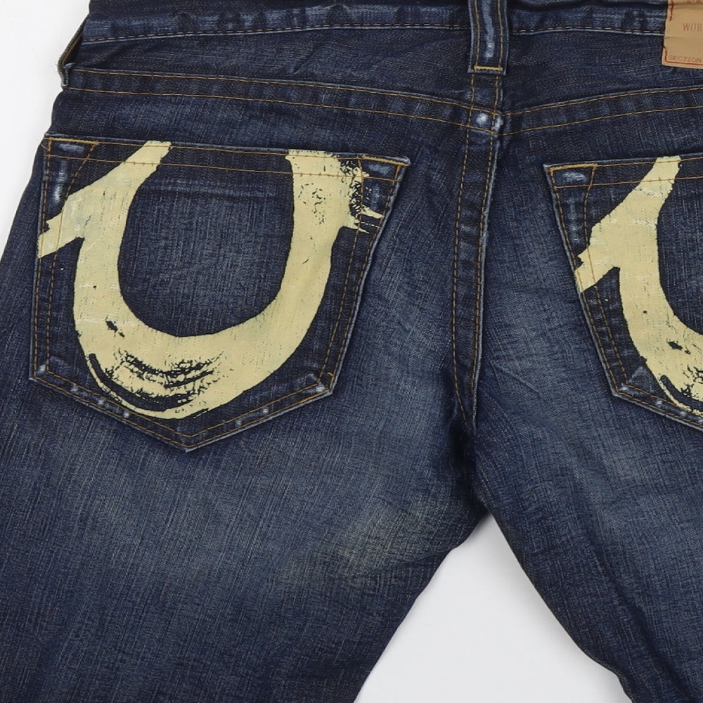 True Religion Mens Blue Cotton Chino Shorts Size 32 in L10 in Regular Button - Pocket Detail