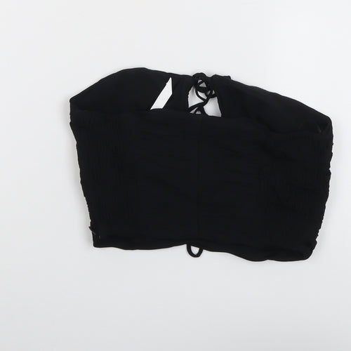 Zara Womens Black Polyester Cropped Blouse Size S Square Neck - Strapless