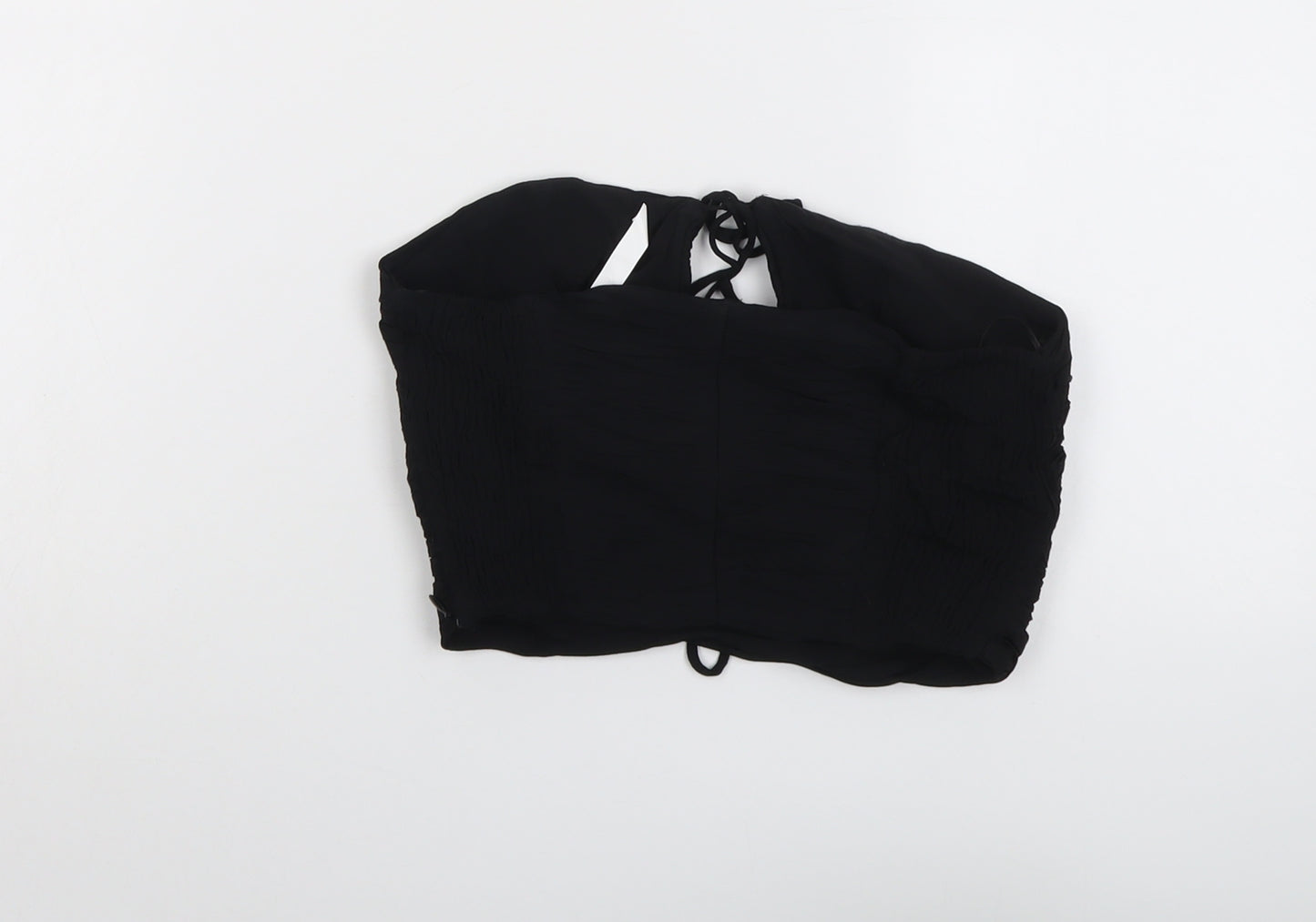 Zara Womens Black Polyester Cropped Blouse Size S Square Neck - Strapless