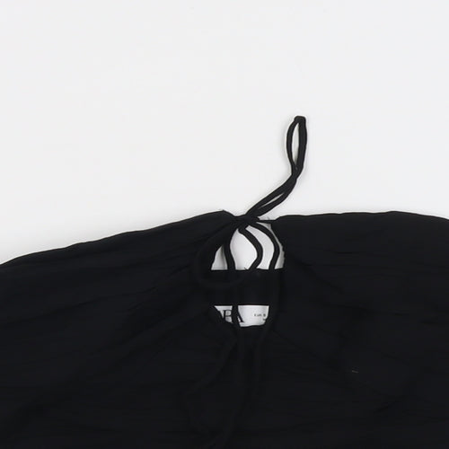 Zara Womens Black Polyester Cropped Blouse Size S Square Neck - Strapless