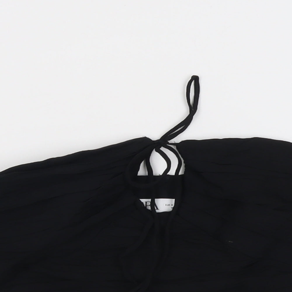 Zara Womens Black Polyester Cropped Blouse Size S Square Neck - Strapless