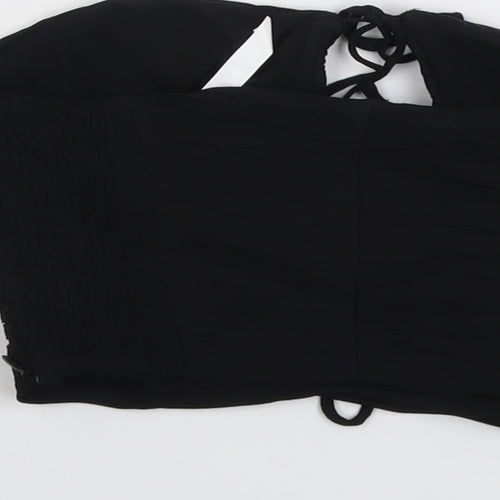 Zara Womens Black Polyester Cropped Blouse Size S Square Neck - Strapless
