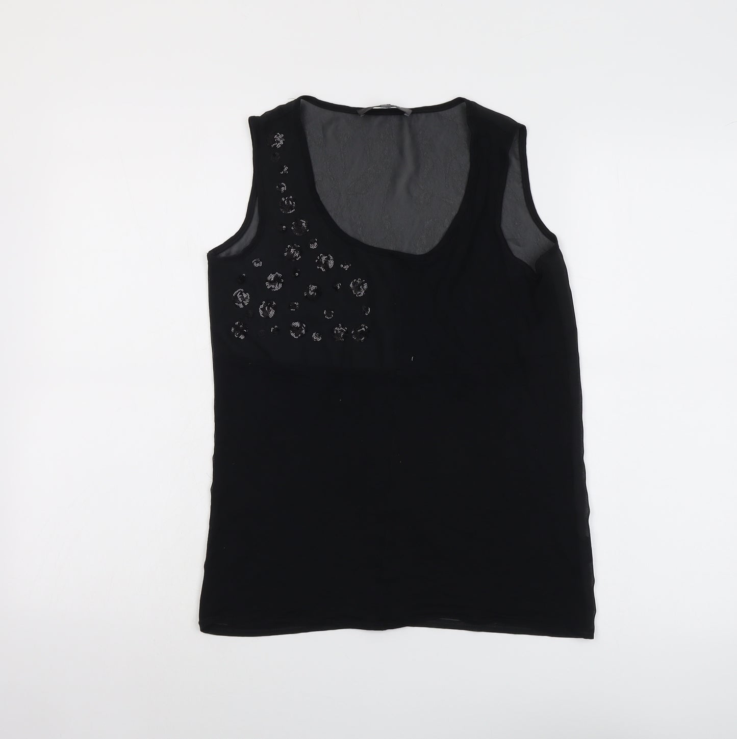 Marks and Spencer Womens Black Polyester Basic Tank Size 6 Scoop Neck