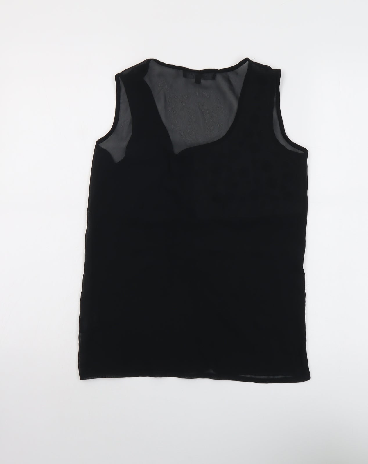 Marks and Spencer Womens Black Polyester Basic Tank Size 6 Scoop Neck