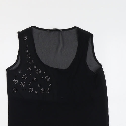 Marks and Spencer Womens Black Polyester Basic Tank Size 6 Scoop Neck