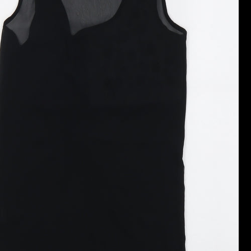 Marks and Spencer Womens Black Polyester Basic Tank Size 6 Scoop Neck