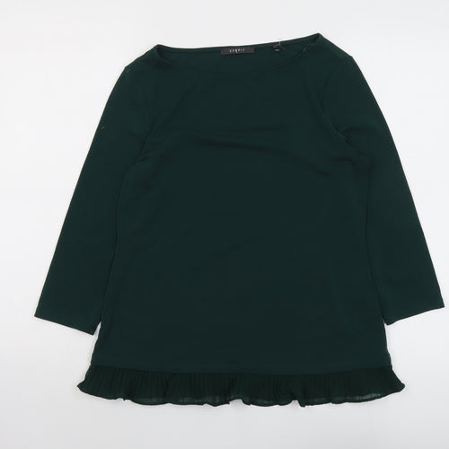 Esprit Womens Green Polyester Basic Blouse Size M Boat Neck