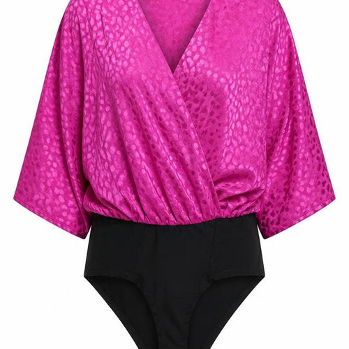 QED London Womens Pink Geometric Polyester Bodysuit One-Piece Size 12 Snap