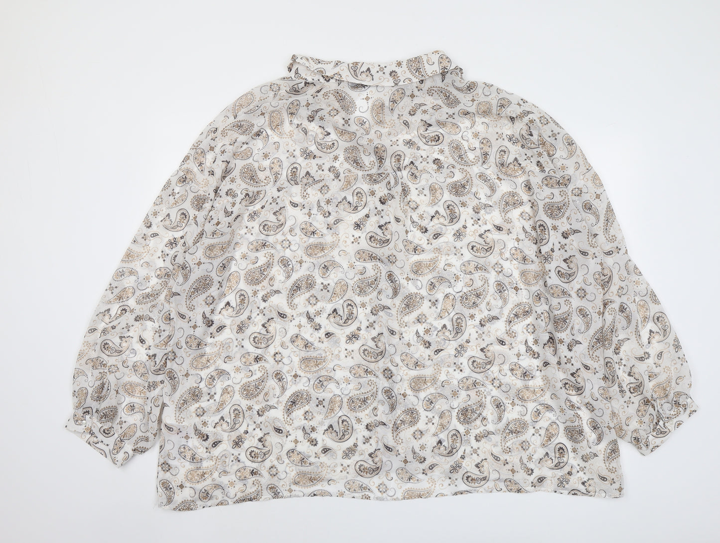 Boohoo Womens Beige Paisley Polyester Basic Blouse Size 22 Collared
