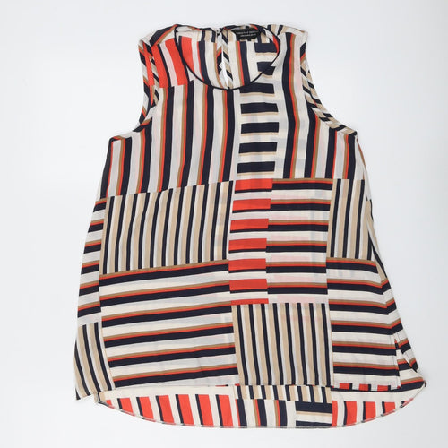 Dorothy Perkins Womens Multicoloured Geometric Polyester Basic Blouse Size 10 Round Neck
