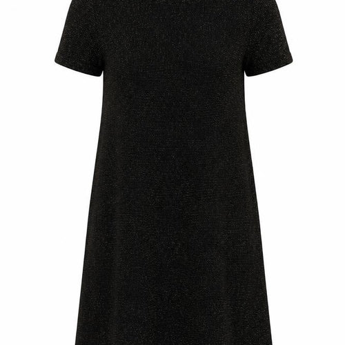 New Look Womens Black Geometric Polyester T-Shirt Dress Size 8 Round Neck Pullover