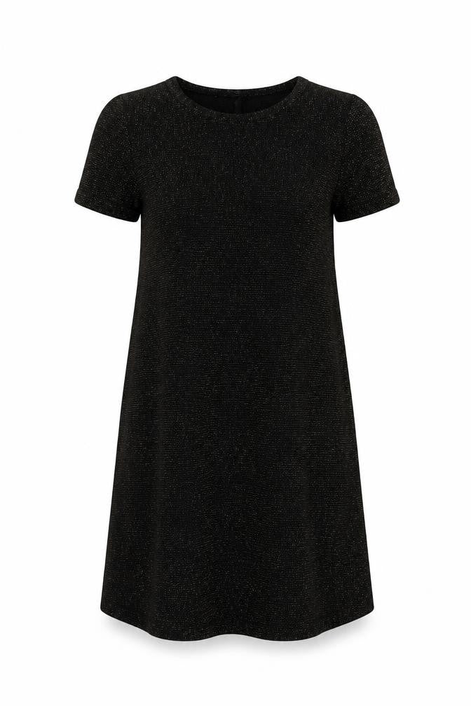 New Look Womens Black Geometric Polyester T-Shirt Dress Size 8 Round Neck Pullover