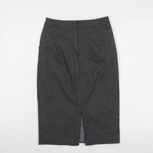 Warehouse Womens Grey Striped Polyester Straight & Pencil Skirt Size 6 Zip