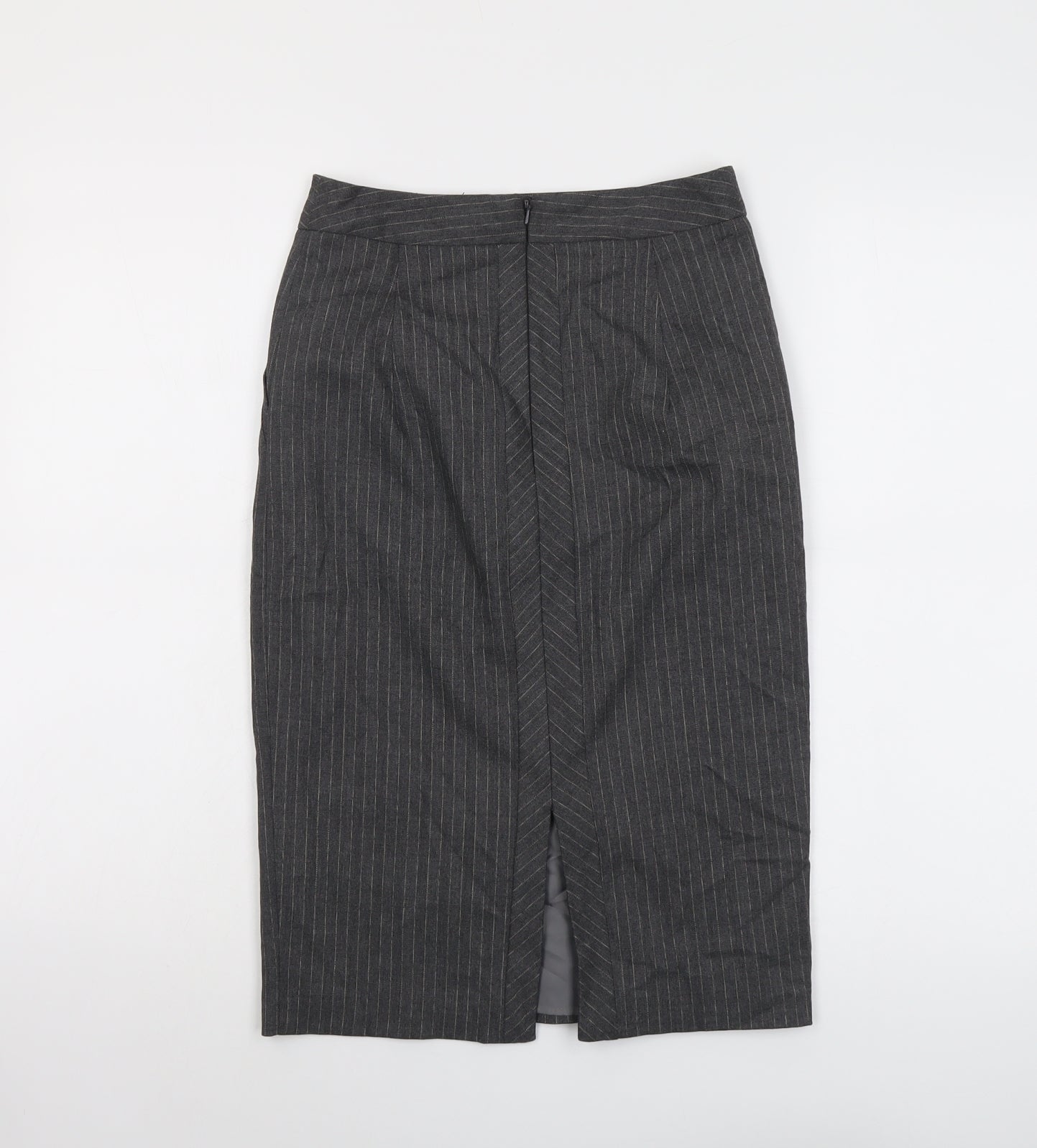 Warehouse Womens Grey Striped Polyester Straight & Pencil Skirt Size 6 Zip