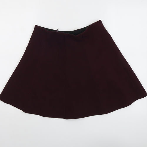 RESERVED Womens Purple Polyester Skater Skirt Size 8 Zip