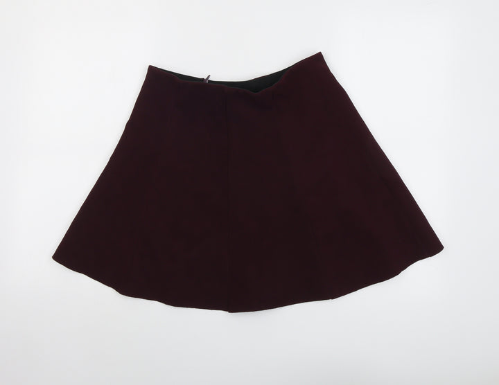 RESERVED Womens Purple Polyester Skater Skirt Size 8 Zip