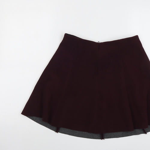 RESERVED Womens Purple Polyester Skater Skirt Size 8 Zip