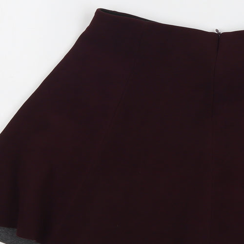 RESERVED Womens Purple Polyester Skater Skirt Size 8 Zip