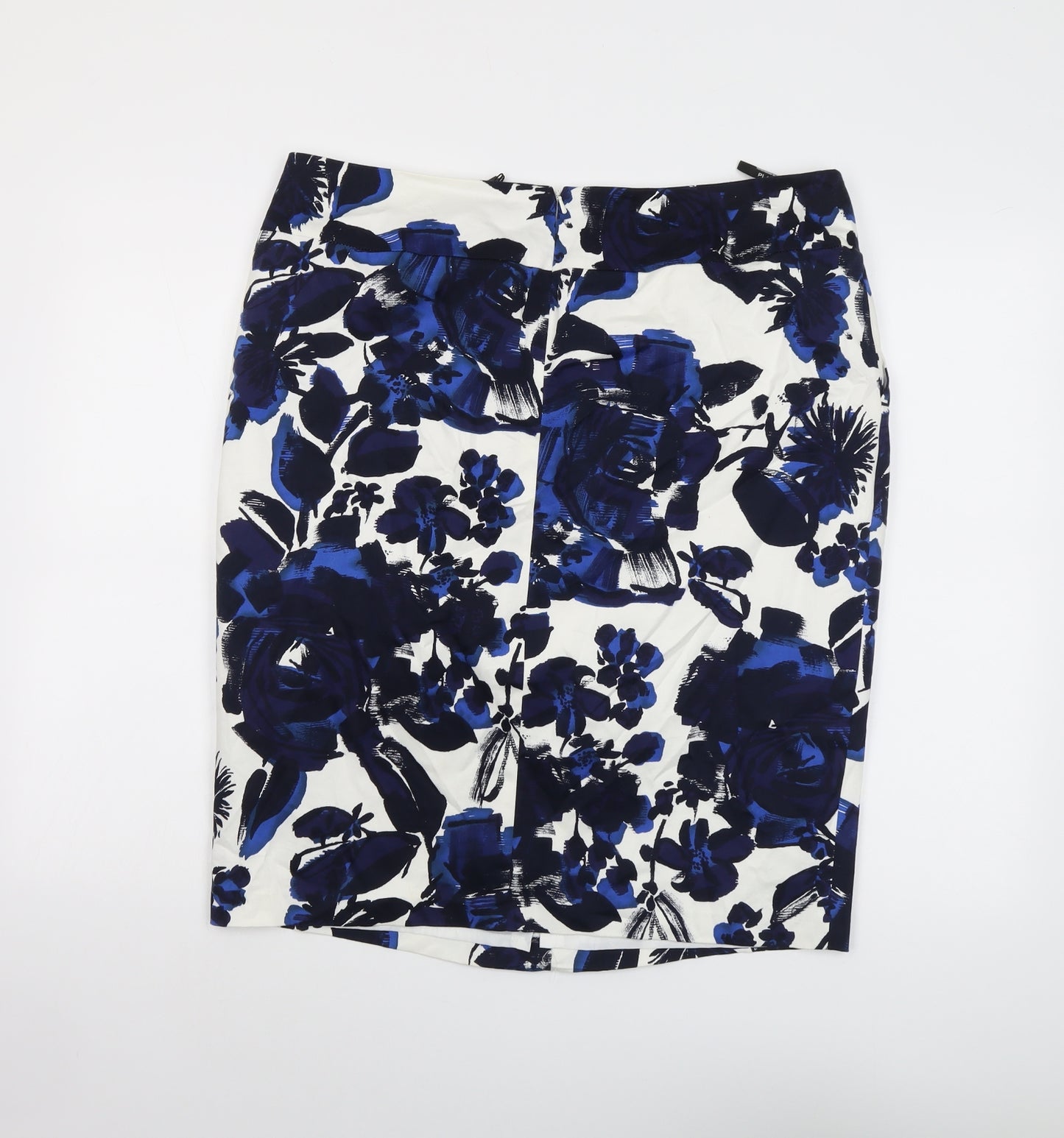 Planet Womens Blue Floral Cotton Straight & Pencil Skirt Size 18 Zip