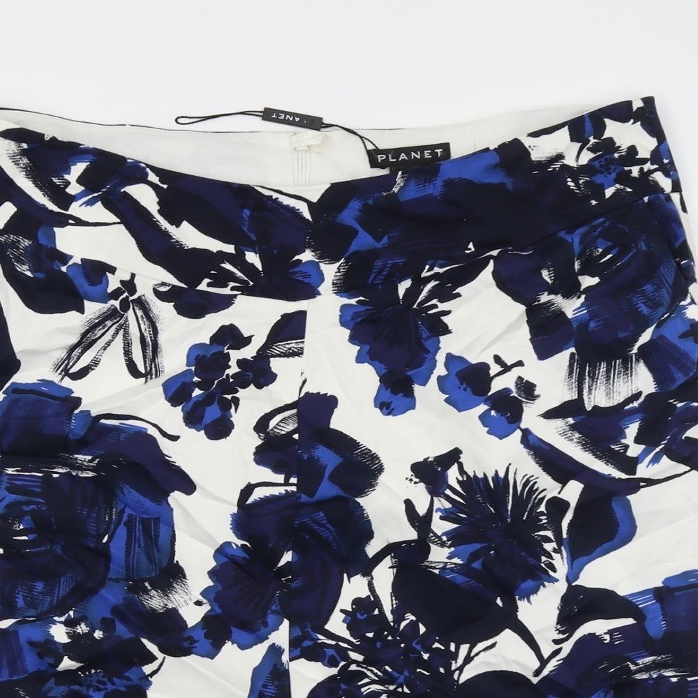 Planet Womens Blue Floral Cotton Straight & Pencil Skirt Size 18 Zip