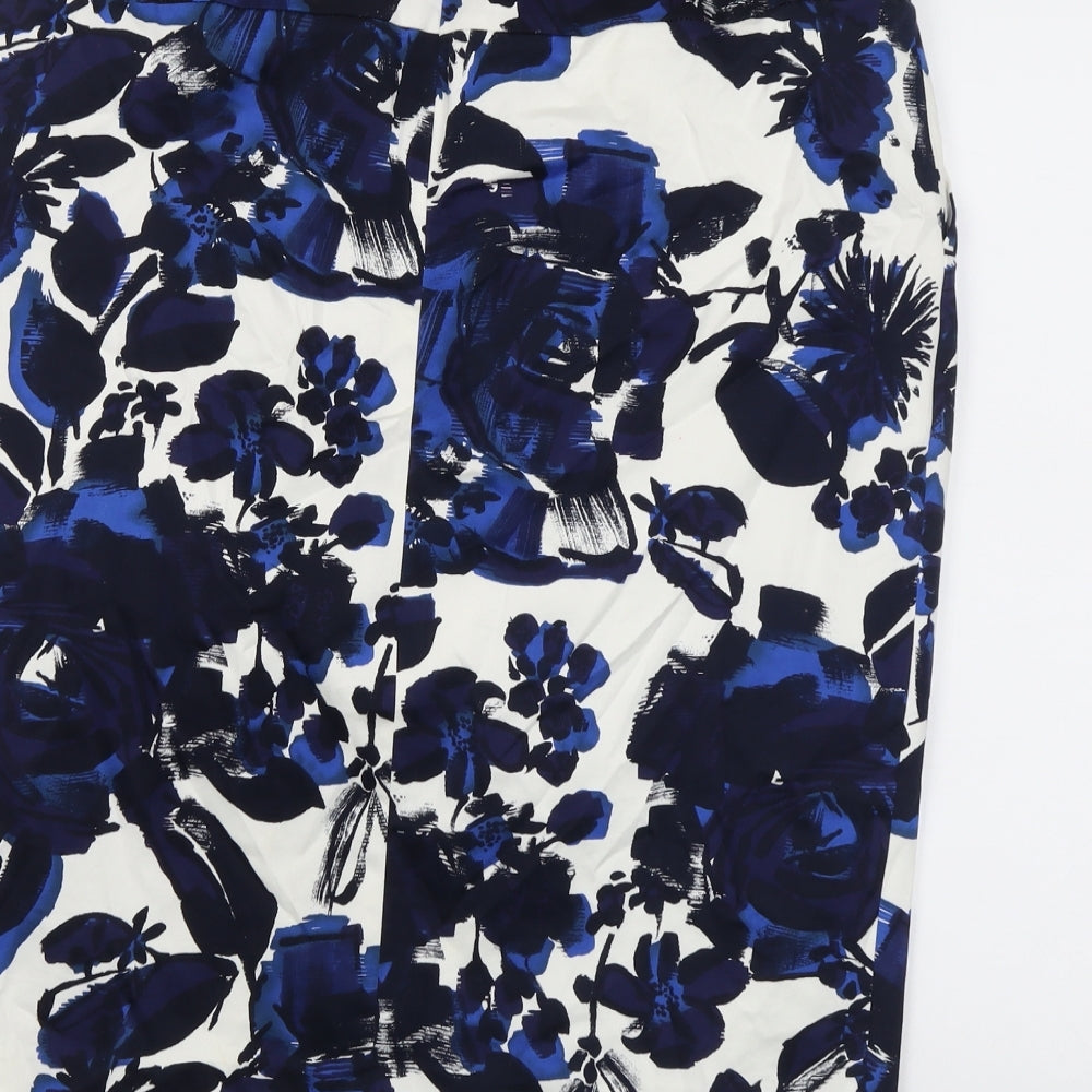 Planet Womens Blue Floral Cotton Straight & Pencil Skirt Size 18 Zip