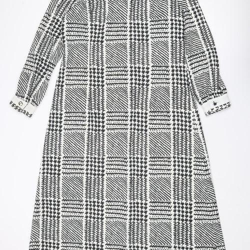 Berkertex Womens Black Geometric Polyester Shirt Dress Size 20 Collared Button