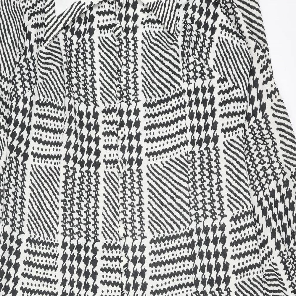Berkertex Womens Black Geometric Polyester Shirt Dress Size 20 Collared Button