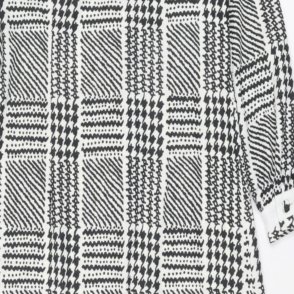 Berkertex Womens Black Geometric Polyester Shirt Dress Size 20 Collared Button