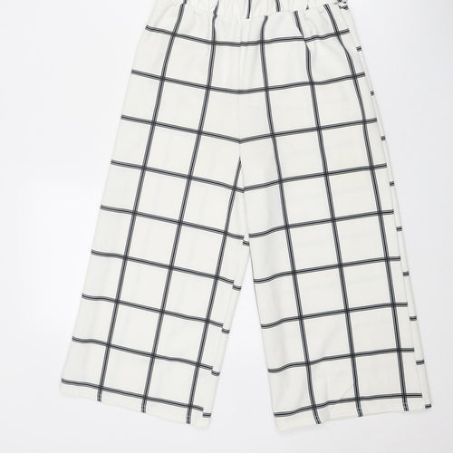 New Look Girls White Striped Polyester Harem Trousers Size 10-11 Years Regular Pullover