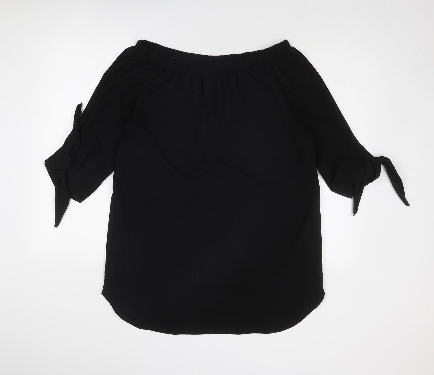 Izabel London Womens Black Polyester Basic Blouse Size 16 Boat Neck