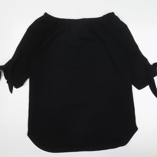 Izabel London Womens Black Polyester Basic Blouse Size 16 Boat Neck