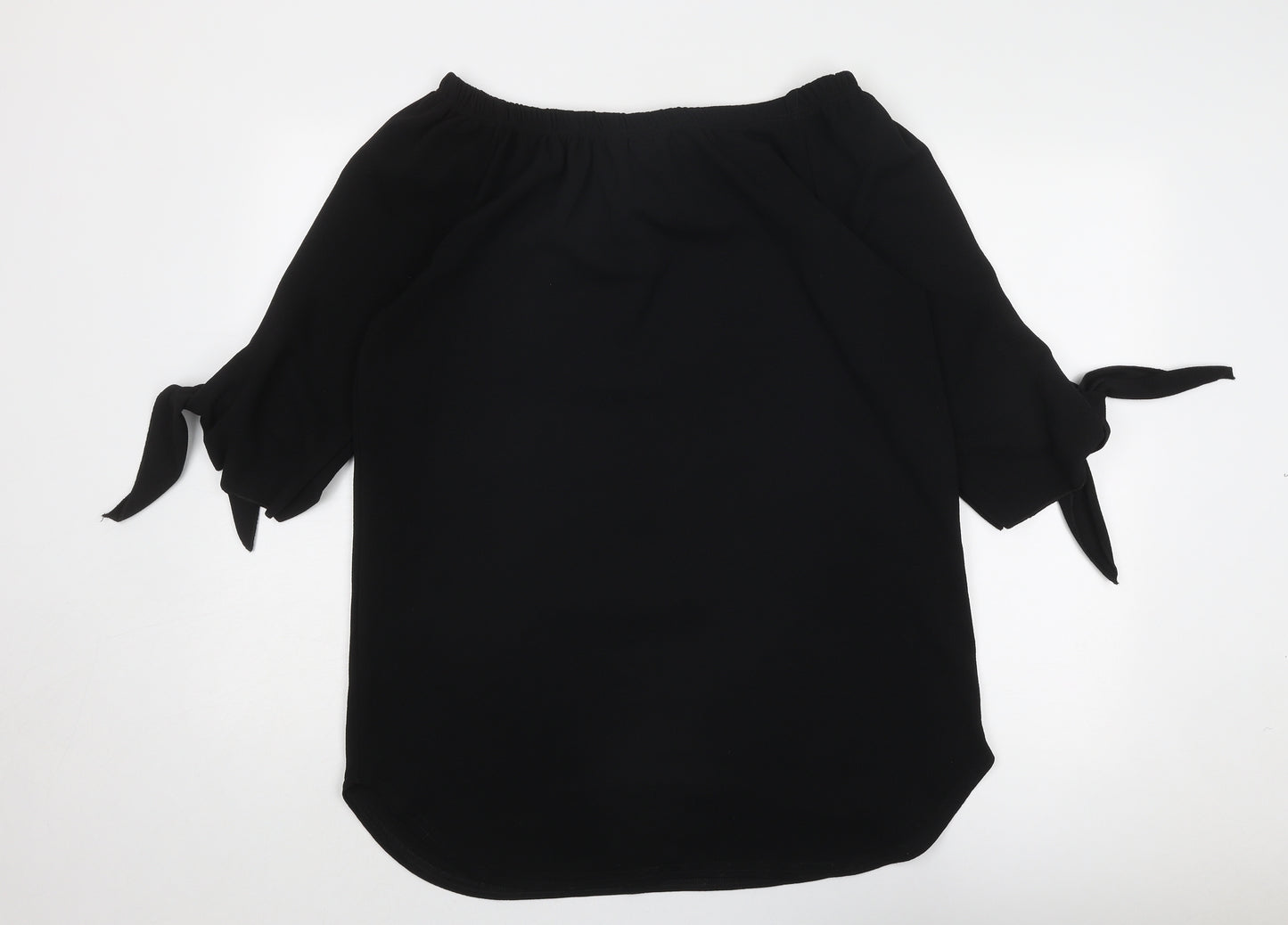 Izabel London Womens Black Polyester Basic Blouse Size 16 Boat Neck