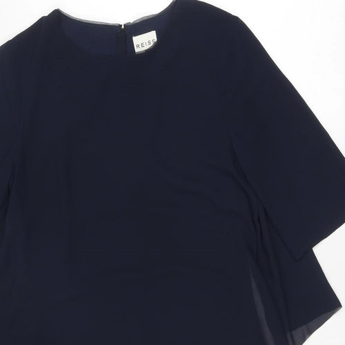 Reiss Womens Blue Polyester Skater Dress Size 6 Round Neck Zip