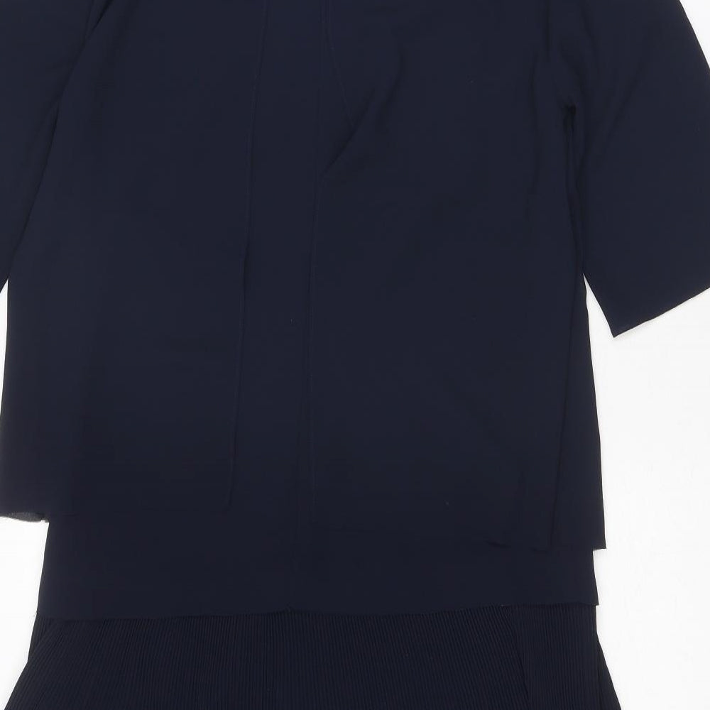 Reiss Womens Blue Polyester Skater Dress Size 6 Round Neck Zip