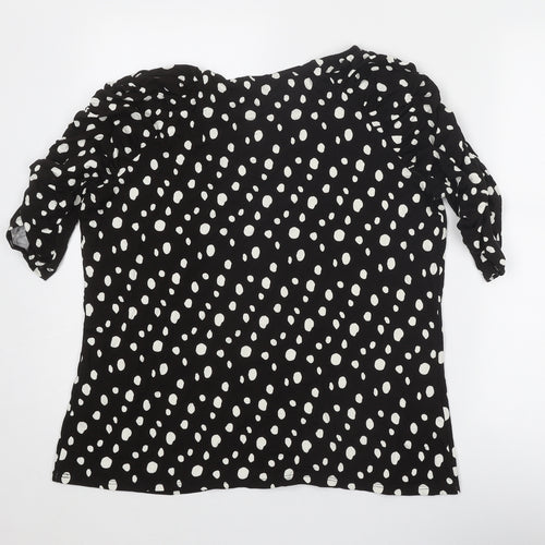 Dorothy Perkins Womens Black Geometric Viscose Basic T-Shirt Size 18 Round Neck