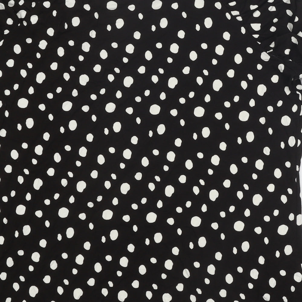 Dorothy Perkins Womens Black Geometric Viscose Basic T-Shirt Size 18 Round Neck